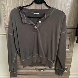 Greyish American Eagle Cropped Crew Neck